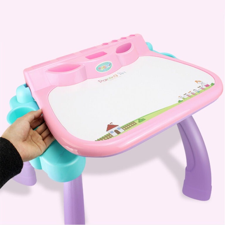 2 IN 1 Drawing Board & Art Projector Magnetic Board With Desk For Kids