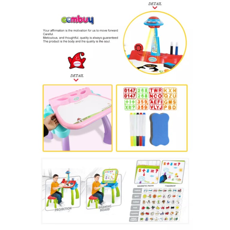 2 IN 1 Drawing Board & Art Projector Magnetic Board With Desk For Kids