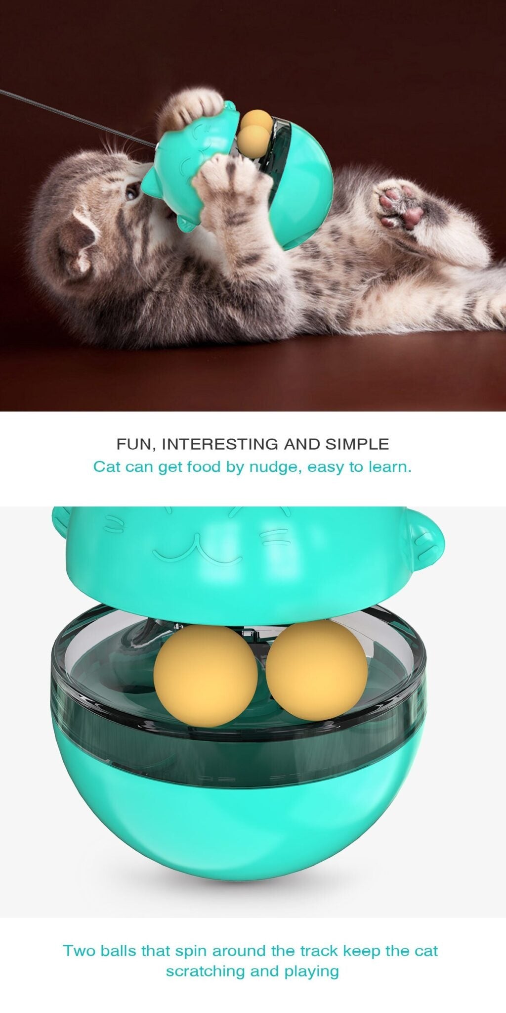 Cat Treat Dispenser Fun Tumbler Pets Slow Food Entertainment Adjustable Snack Mouth Toys For Pet