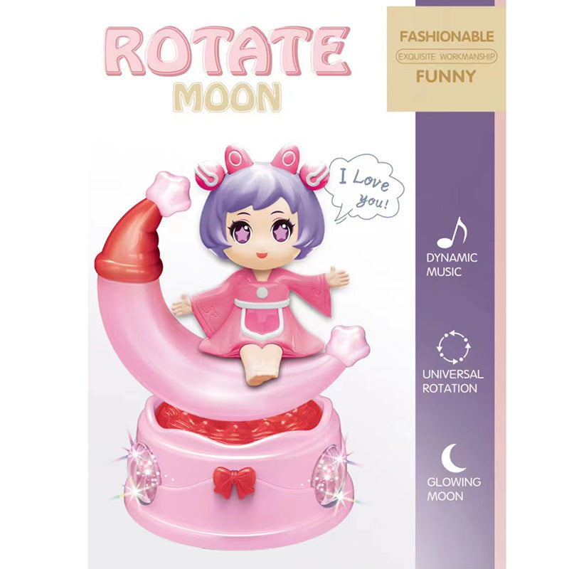 Cute Princess Rotating Glowing Moon Carriage Toy With Dynamic Music And Lights
