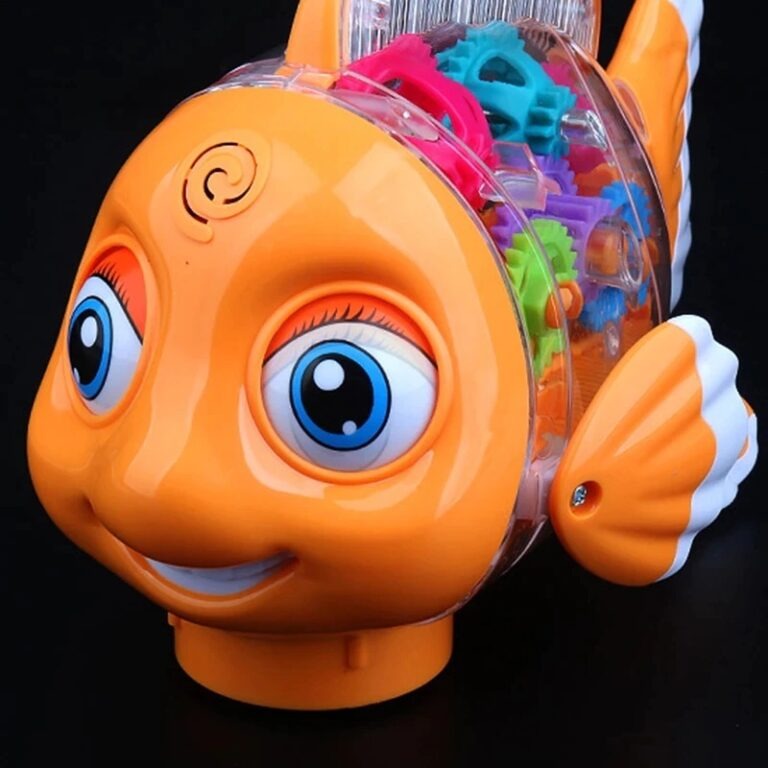 Electric Universal Transparent Gear Fish Swing Colorful Lights Musical Toys For Children