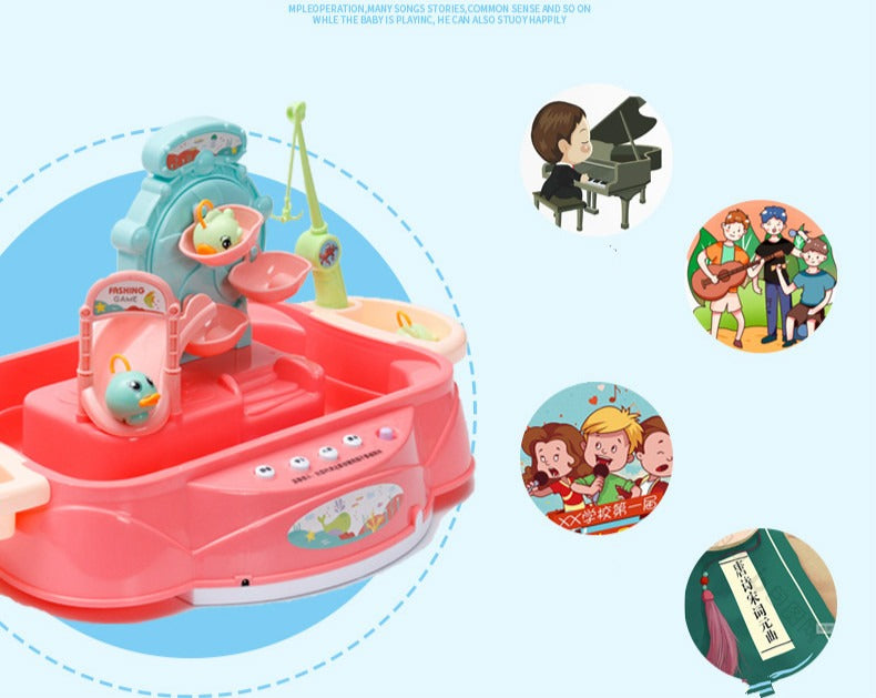 Fishing Kids Rotating Fish Game Plastic Parent-Child Interactive Table Games Hand-Eye Coordination Toys