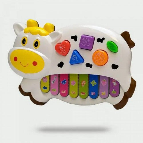 Fun And Educational Cow-Shaped Music Piano Toy with Lights and Sounds