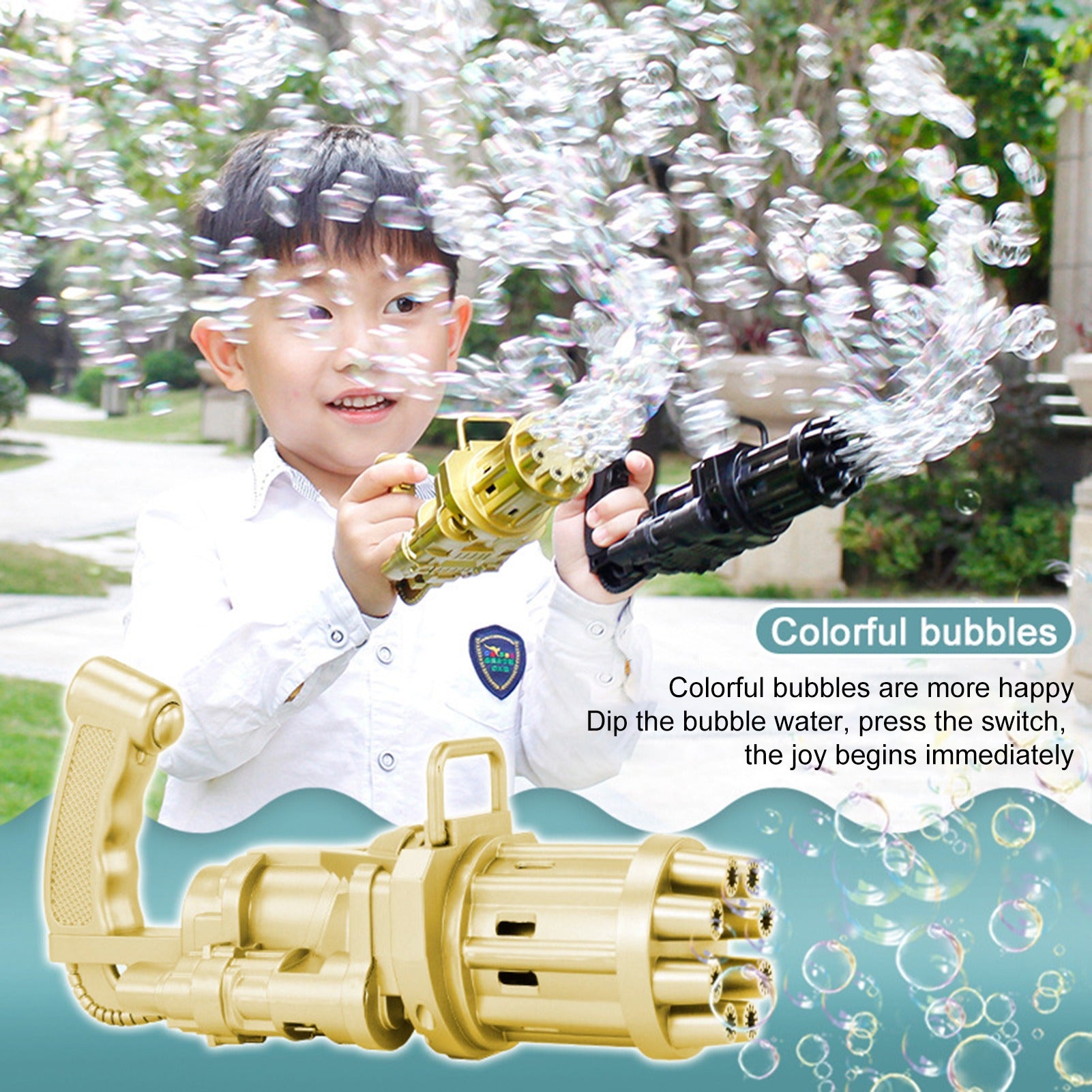 Gatling Electric Bubble Gun Plastic Machine Toys For Kids