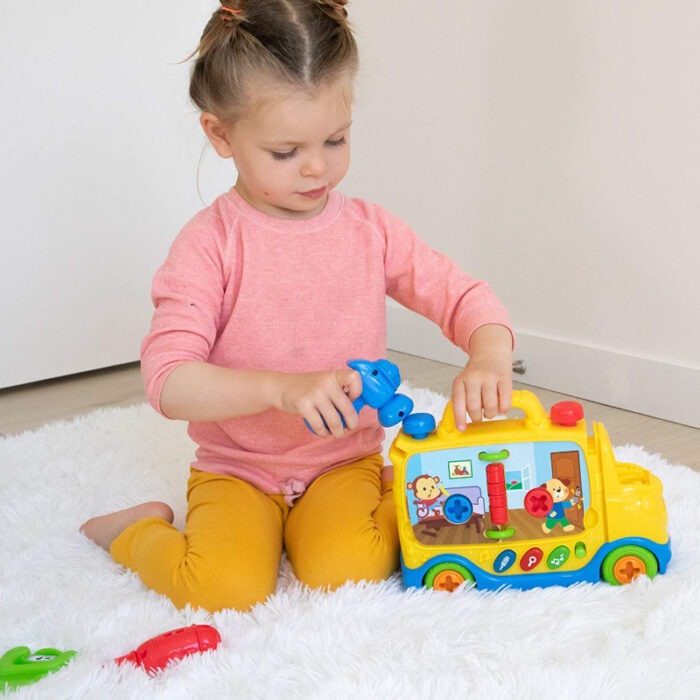 Interactive Tool Truck Toys with 3 Play Modes, Light Up Buttons and Music for Kids