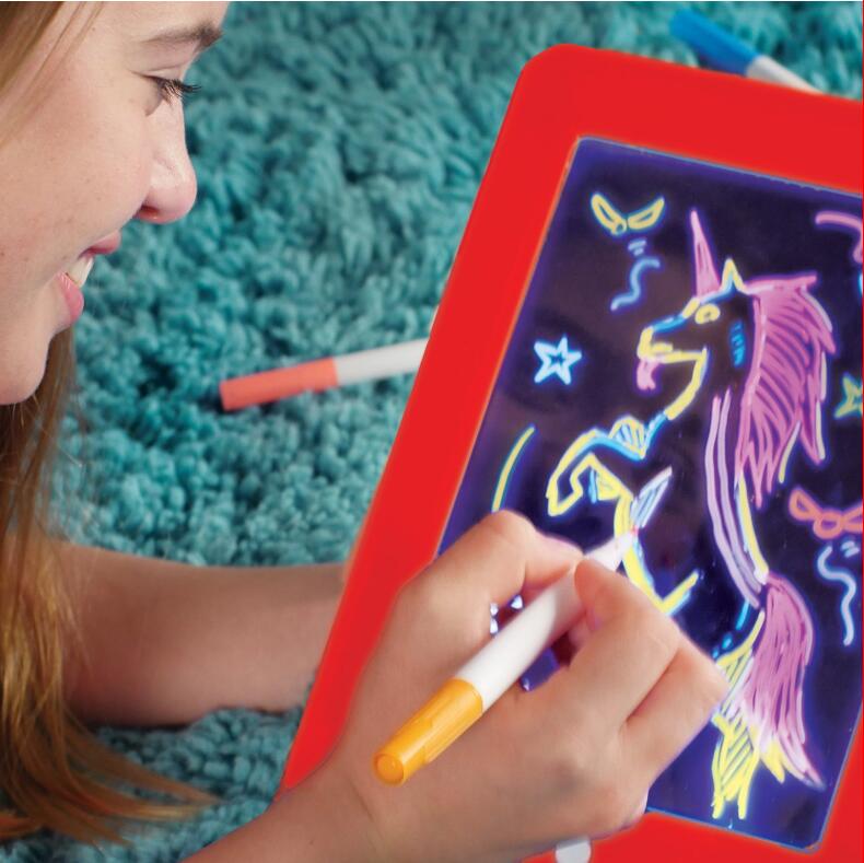 Kids 3D Magic Pad LED Writing Magic Board With Pen Brush