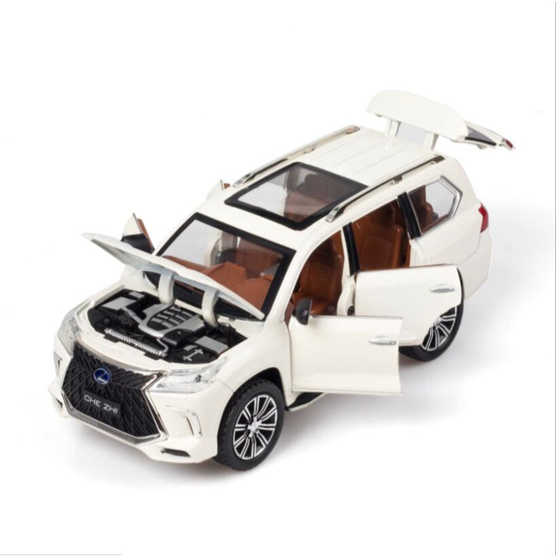 Lexus LX570 Alloy Pull Back Model Diecast Metal Vehicles with Sound Light & 6 Open Doors Car