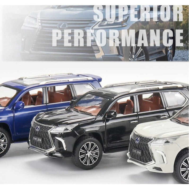 Lexus LX570 Alloy Pull Back Model Diecast Metal Vehicles with Sound Light & 6 Open Doors Car