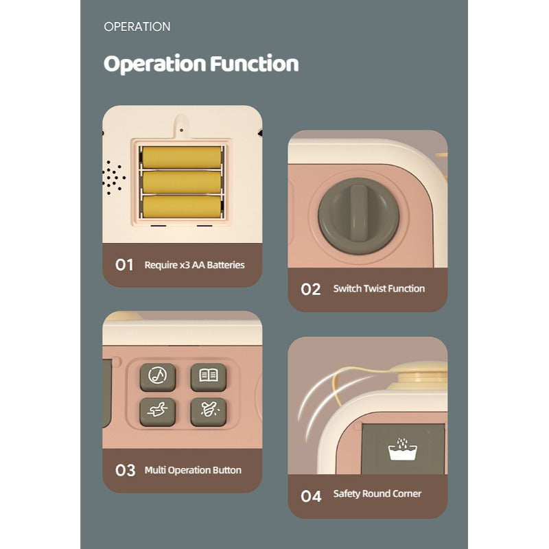 Mini Electronic Washing Machine With Light And Sound Pretend Play Laundry Appliances Toys For Kids