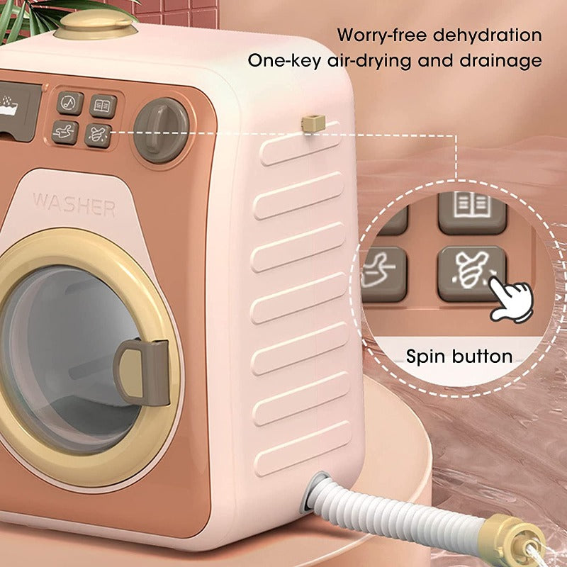 Mini Electronic Washing Machine With Light And Sound Pretend Play Laundry Appliances Toys For Kids