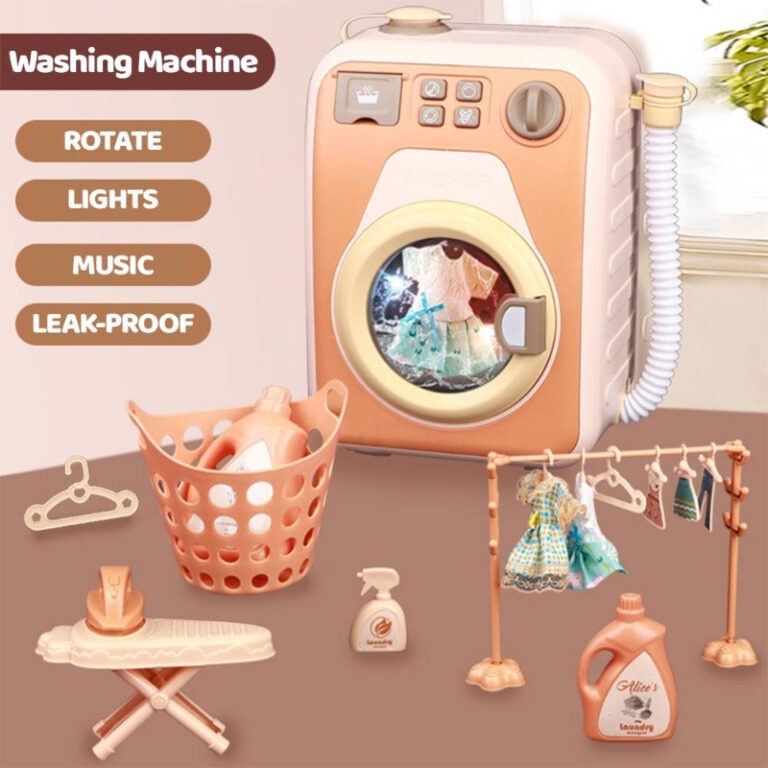 Mini Electronic Washing Machine With Light And Sound Pretend Play Laundry Appliances Toys For Kids