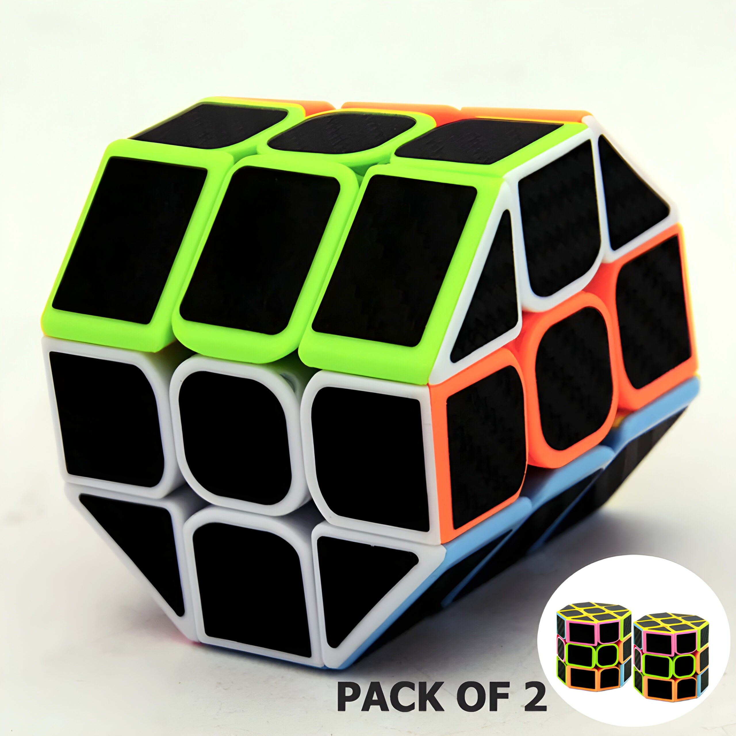 Pack Of 2 Colorful Octagonal Shaped Puzzle Cube Toys (3x3x3)