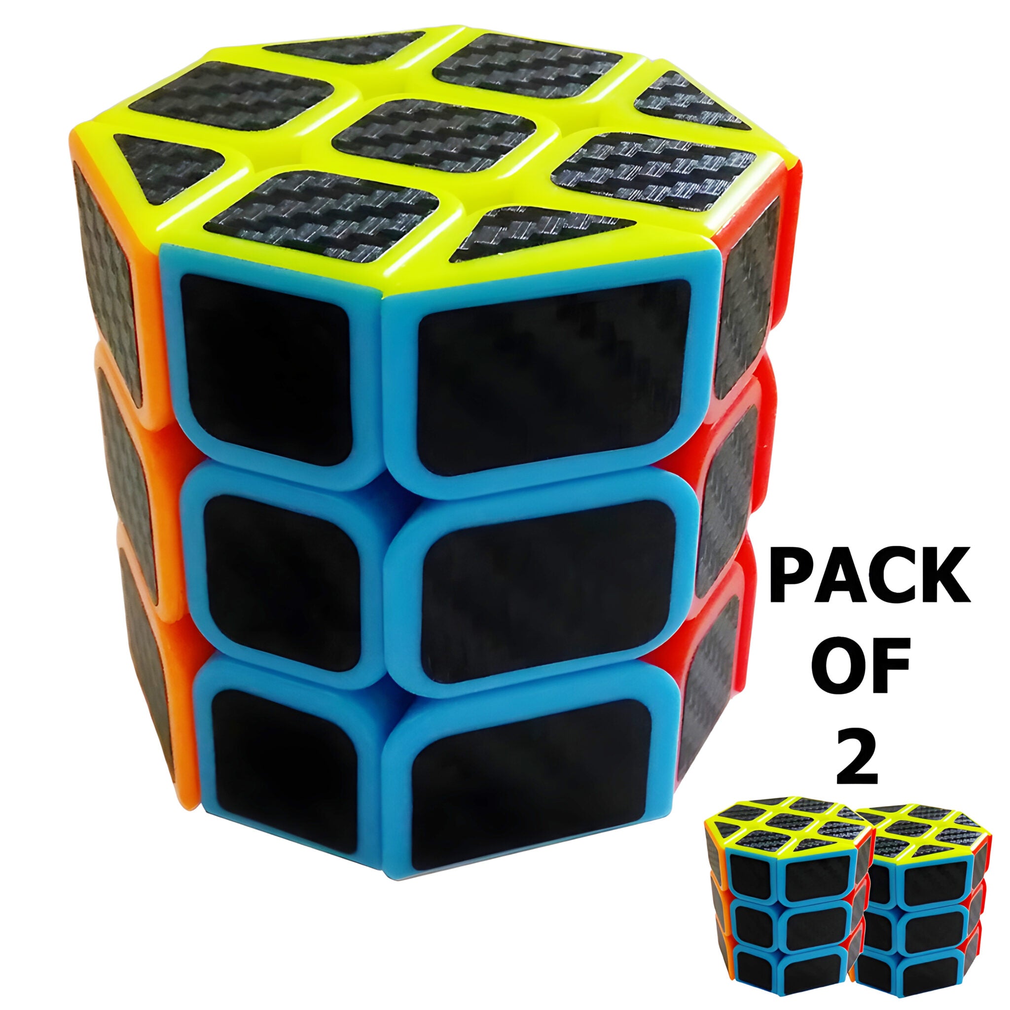 Pack Of 2 Colorful Octagonal Shaped Puzzle Cube Toys (3x3x3)