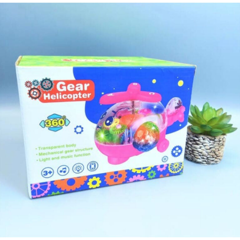Transparent Gear Helicopter 360 Degree Revolve Action, Flashing Lights With Music Toy For Kids