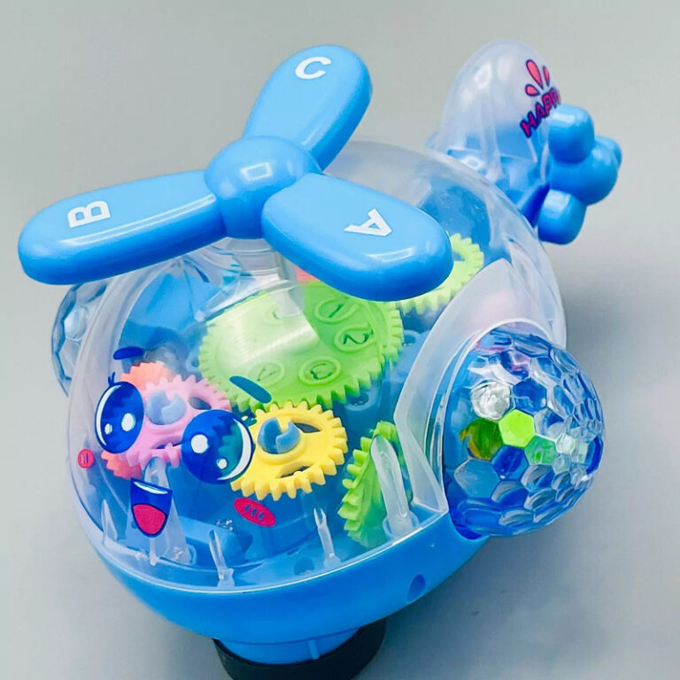 Transparent Gear Helicopter 360 Degree Revolve Action, Flashing Lights With Music Toy For Kids