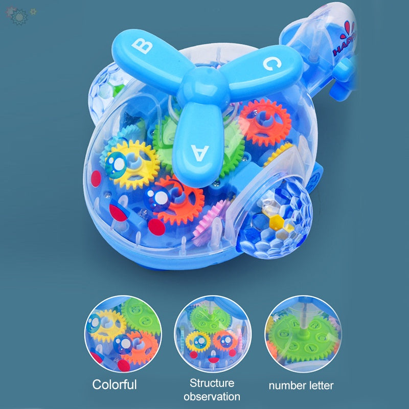 Transparent Gear Helicopter 360 Degree Revolve Action, Flashing Lights With Music Toy For Kids