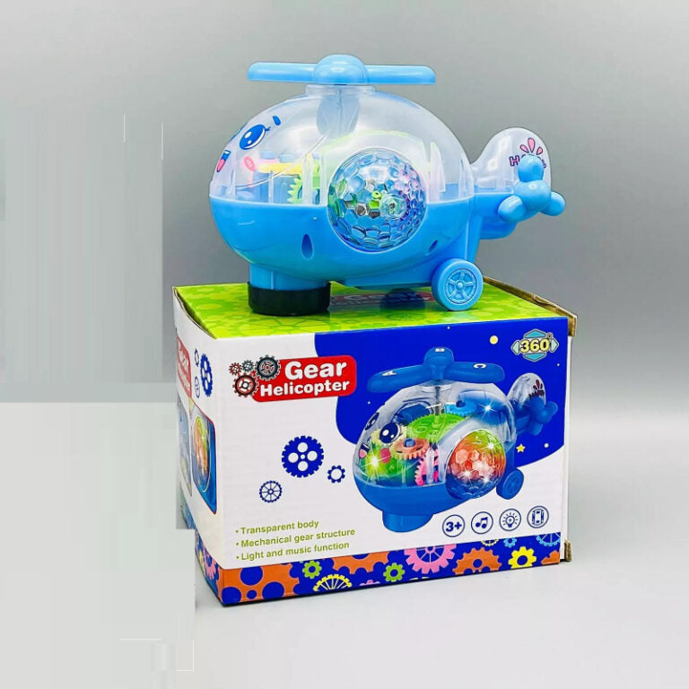 Transparent Gear Helicopter 360 Degree Revolve Action, Flashing Lights With Music Toy For Kids
