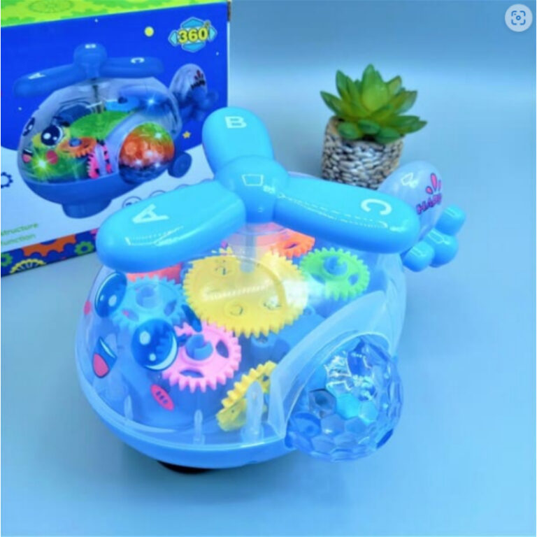 Transparent Gear Helicopter 360 Degree Revolve Action, Flashing Lights With Music Toy For Kids