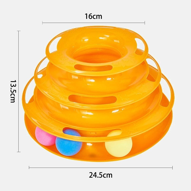 Three Levels Pet Cat Toy Tower Tracks Disc Cat Intelligence Amusement Triple Pay Disc Cat Toys Ball Training Amusement Plate
