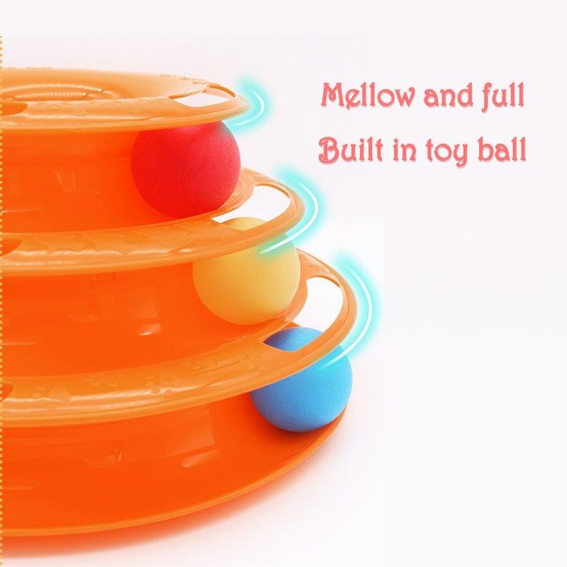 Three Levels Pet Cat Toy Tower Tracks Disc Cat Intelligence Amusement Triple Pay Disc Cat Toys Ball Training Amusement Plate