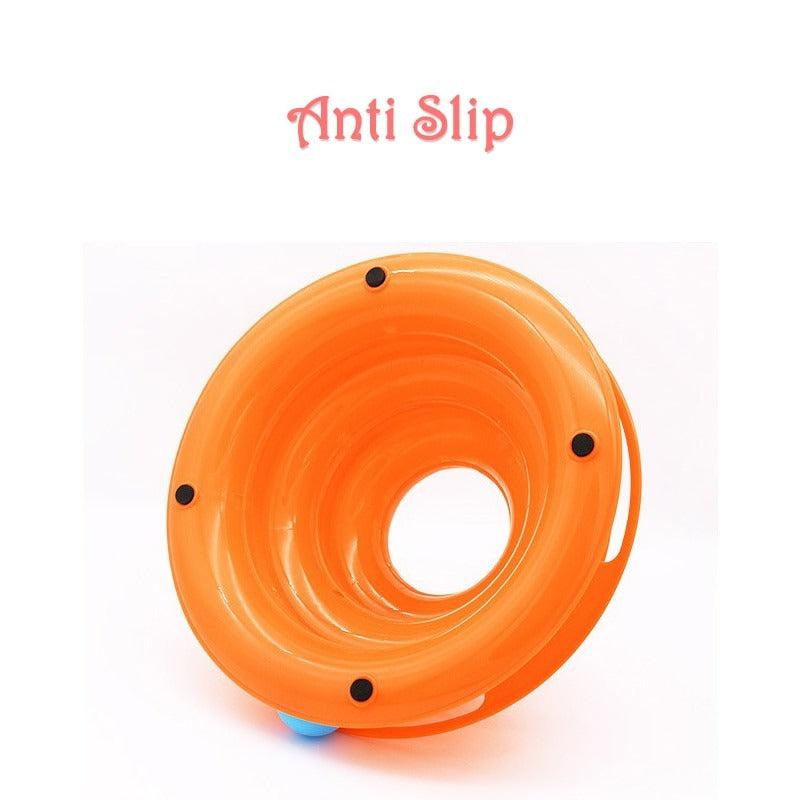 Three Levels Pet Cat Toy Tower Tracks Disc Cat Intelligence Amusement Triple Pay Disc Cat Toys Ball Training Amusement Plate